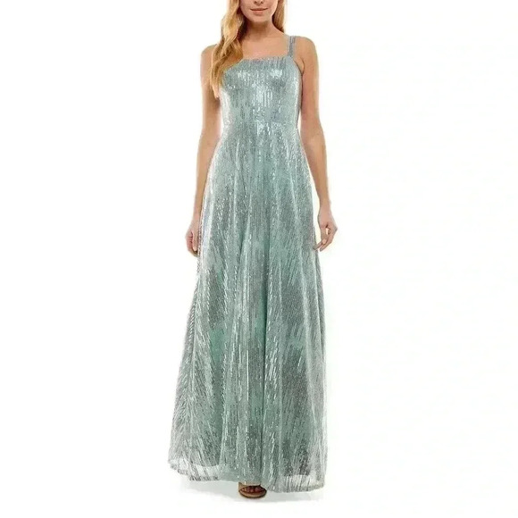 NWT TLC Say Yes To The Prom Baby Blue Sequin Floor Length Dress Gown Size 7 - Picture 1 of 10